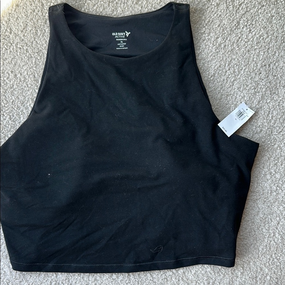 Old Navy active Powerchill Black Sleeveless Crop Tank Top Xl  sports bra
